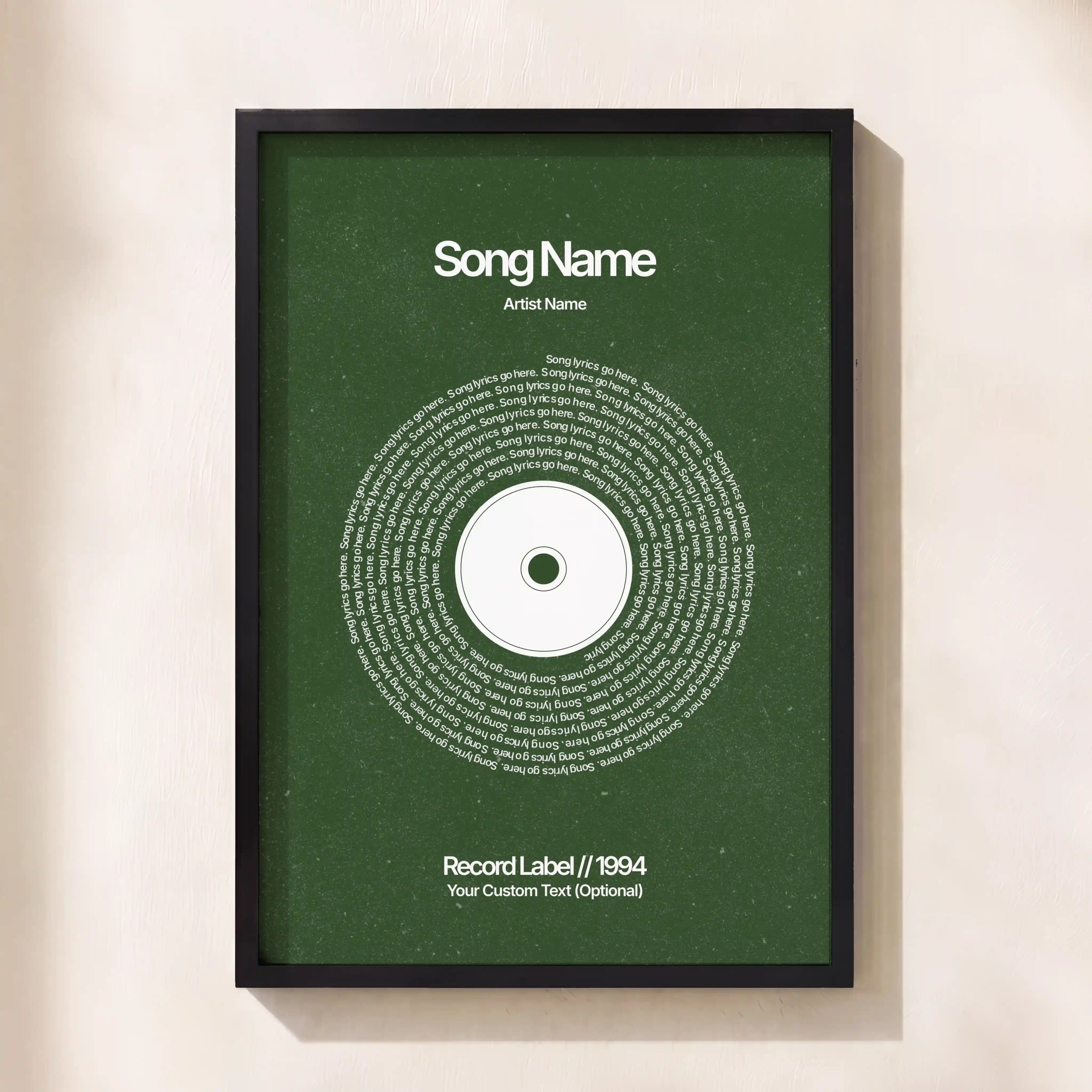 Custom Vinyl Lyrics Print (Evergreen)