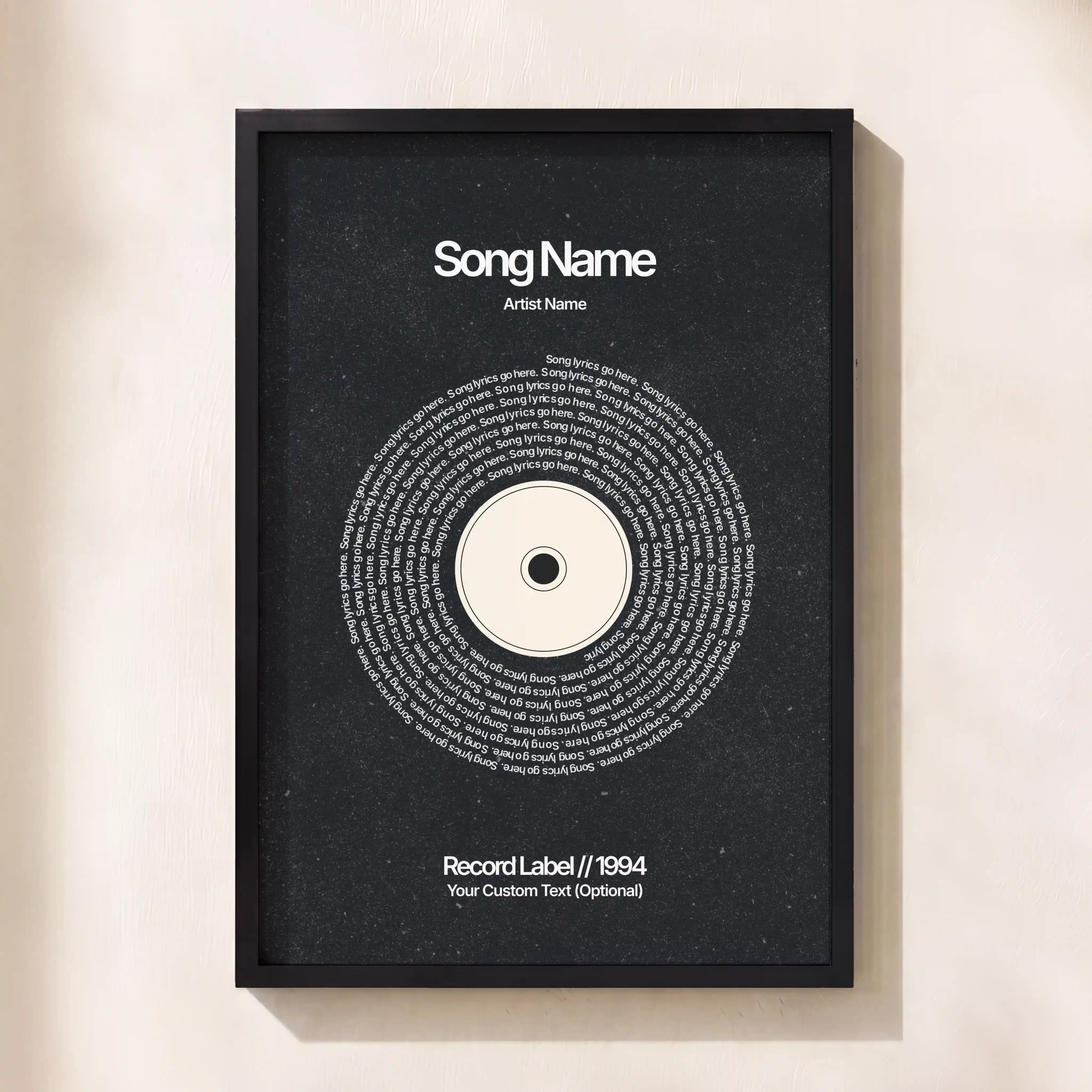 Custom Vinyl Lyrics Print (Black)
