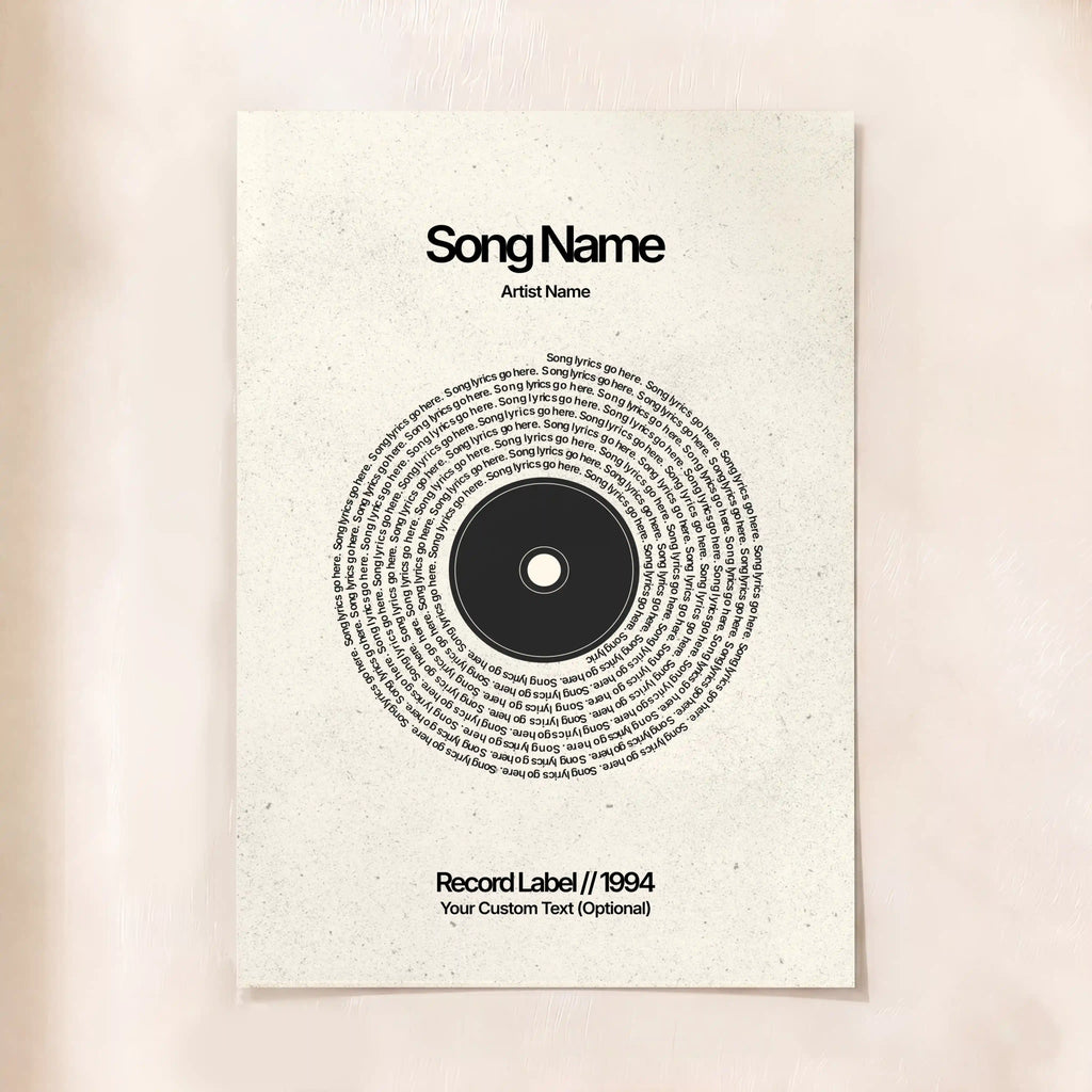 Custom Vinyl Lyrics Print (Beige)