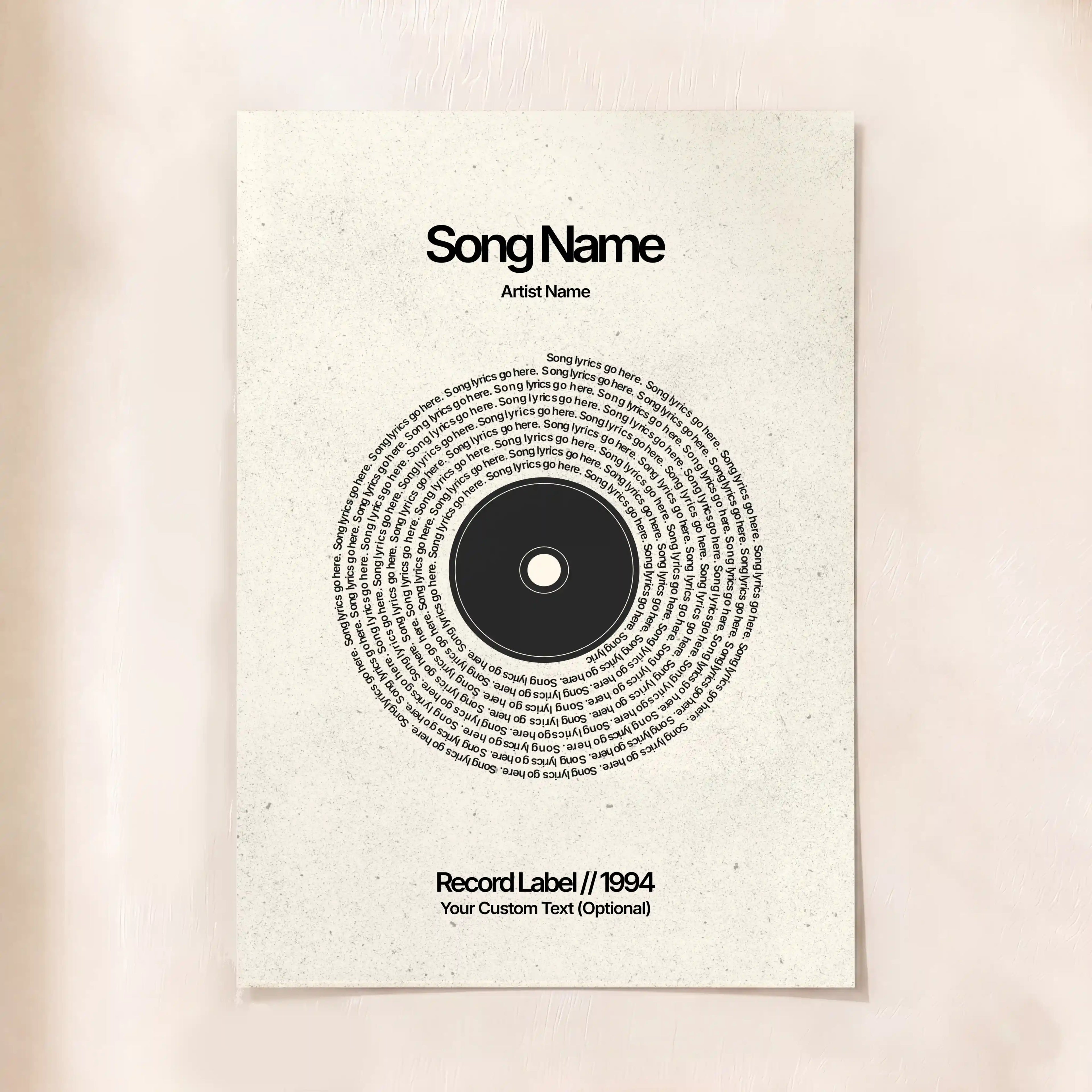 Custom Vinyl Lyrics Print (Beige)