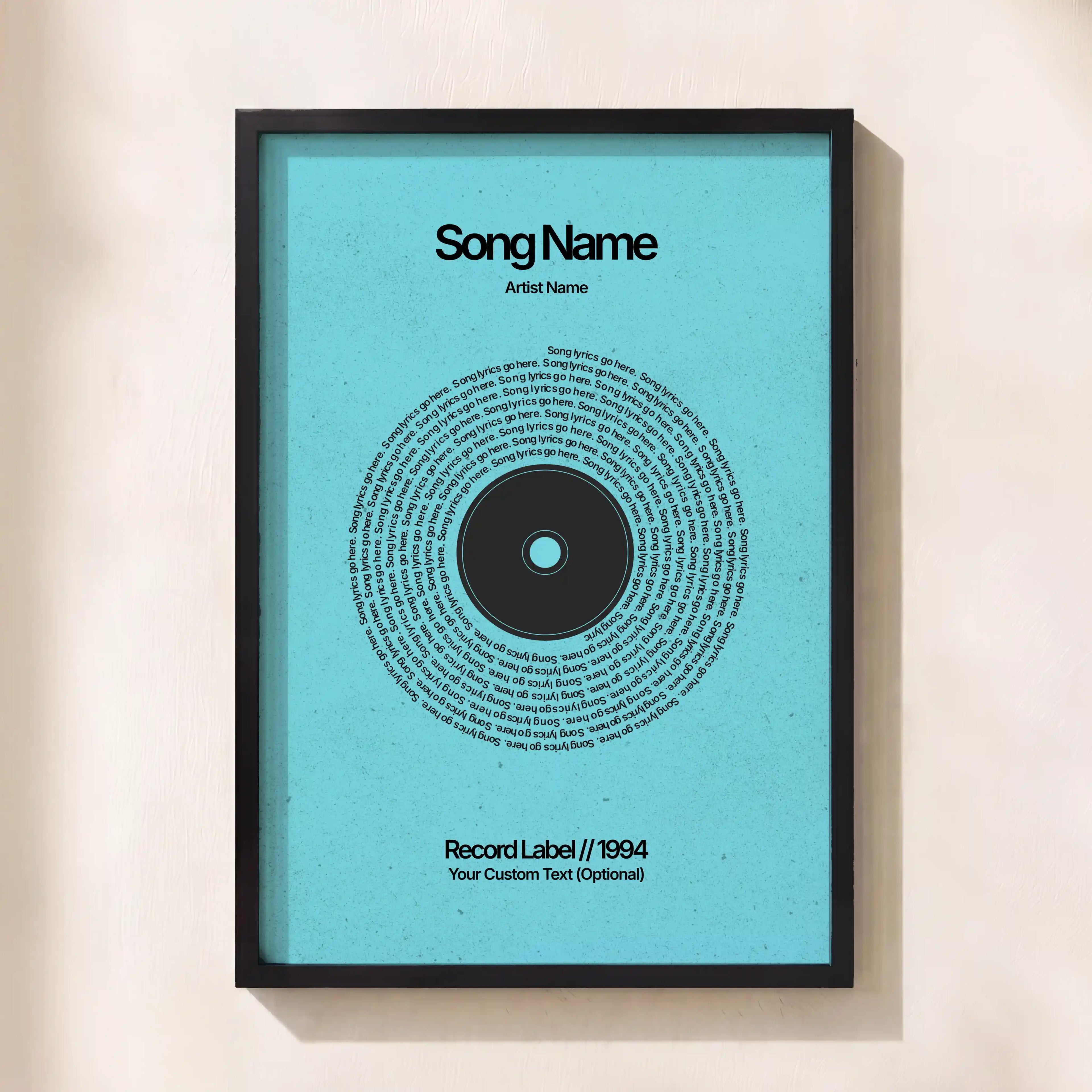 Custom Vinyl Lyrics Print (Teal)