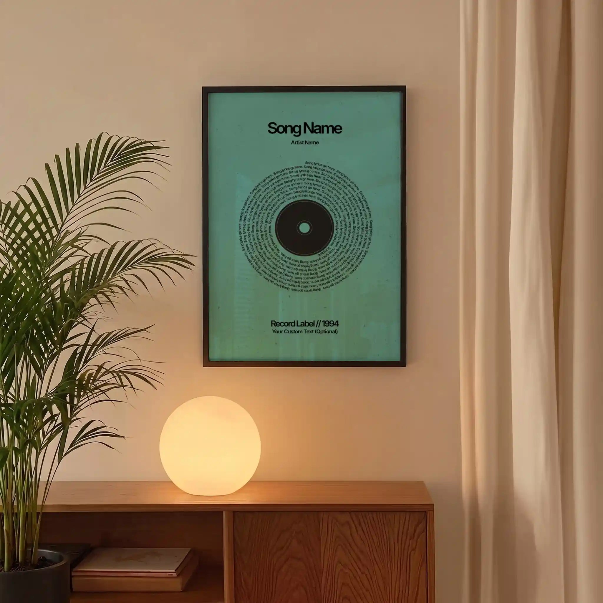 Custom Vinyl Lyrics Print (Teal)