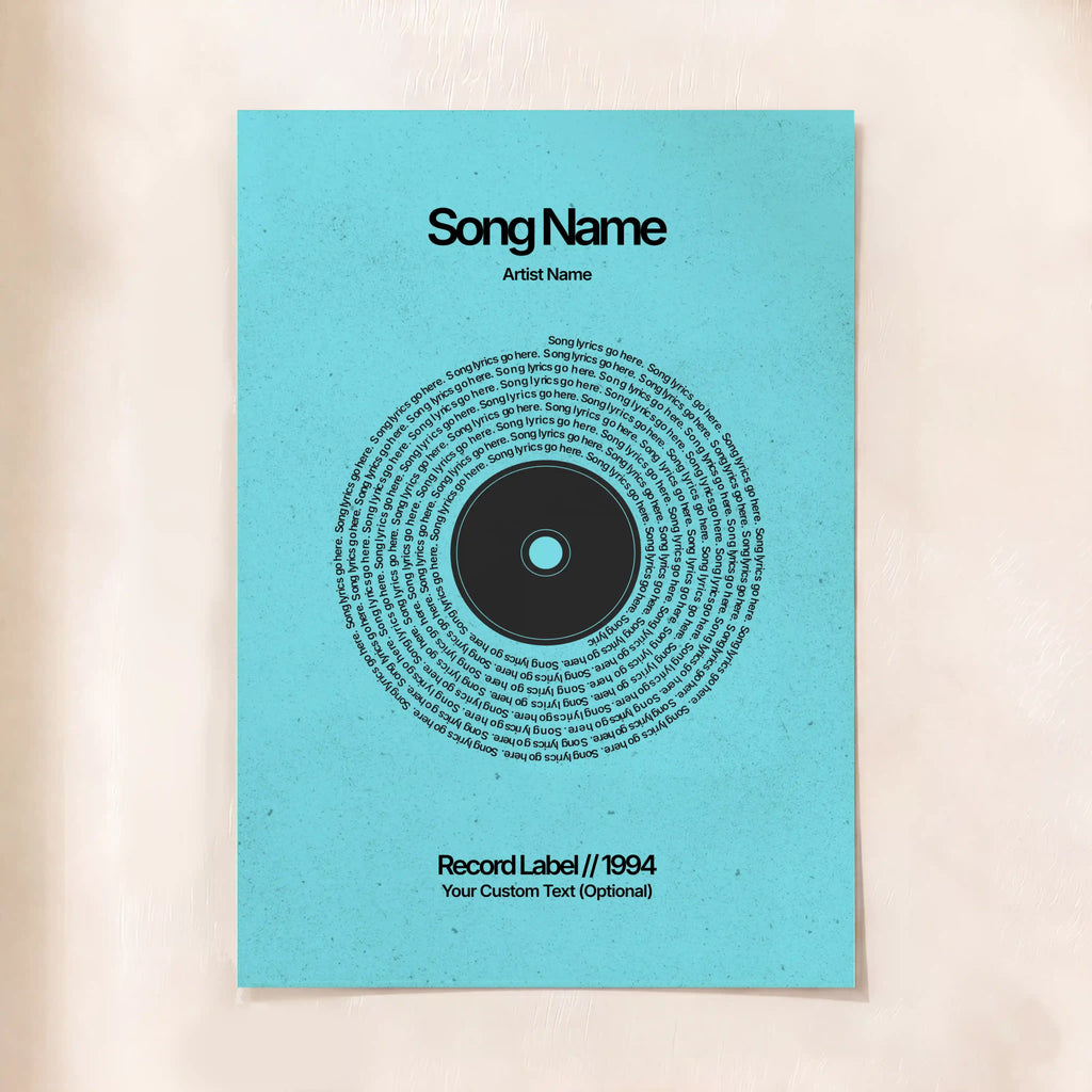 Custom Vinyl Lyrics Print (Teal)