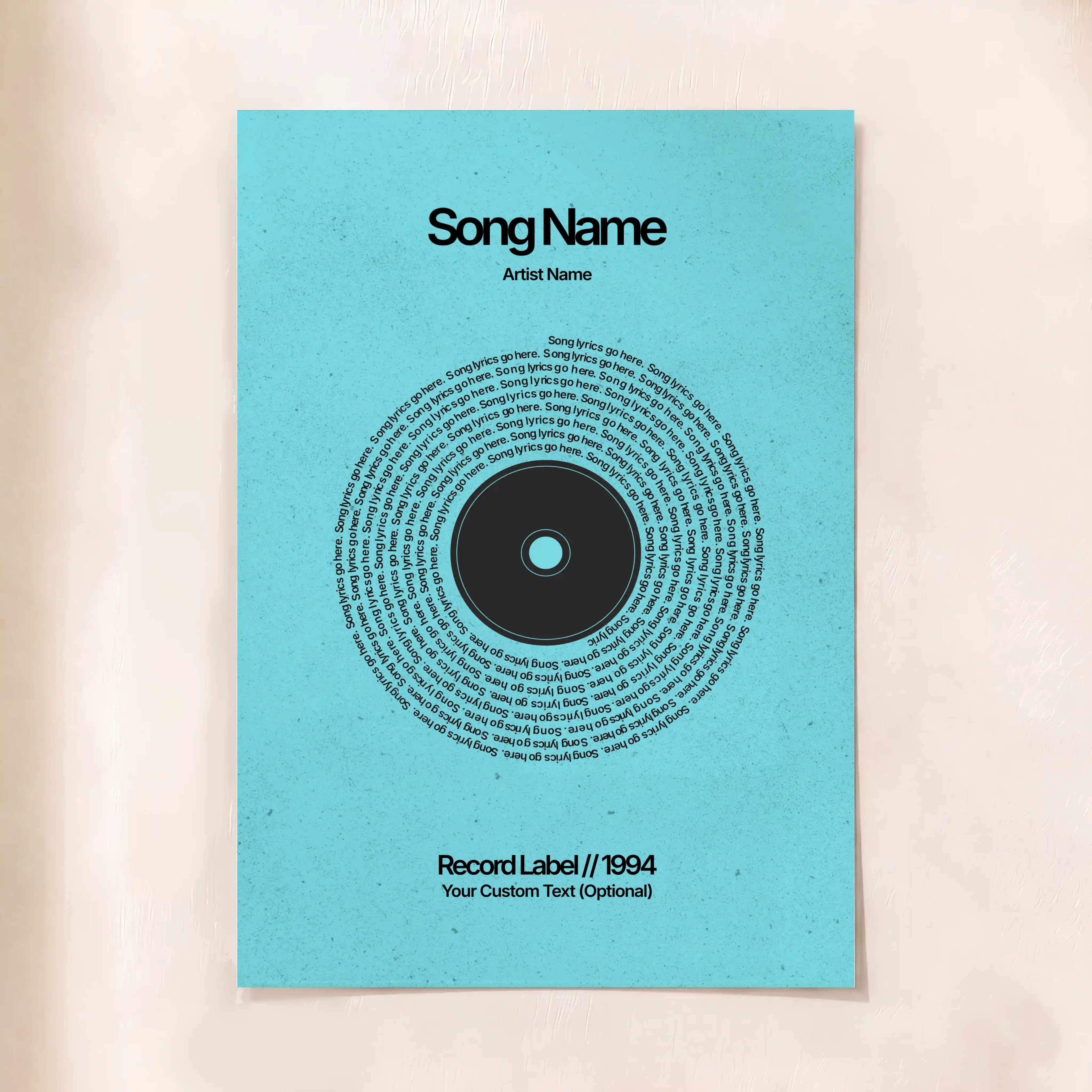 Custom Vinyl Lyrics Print (Teal)