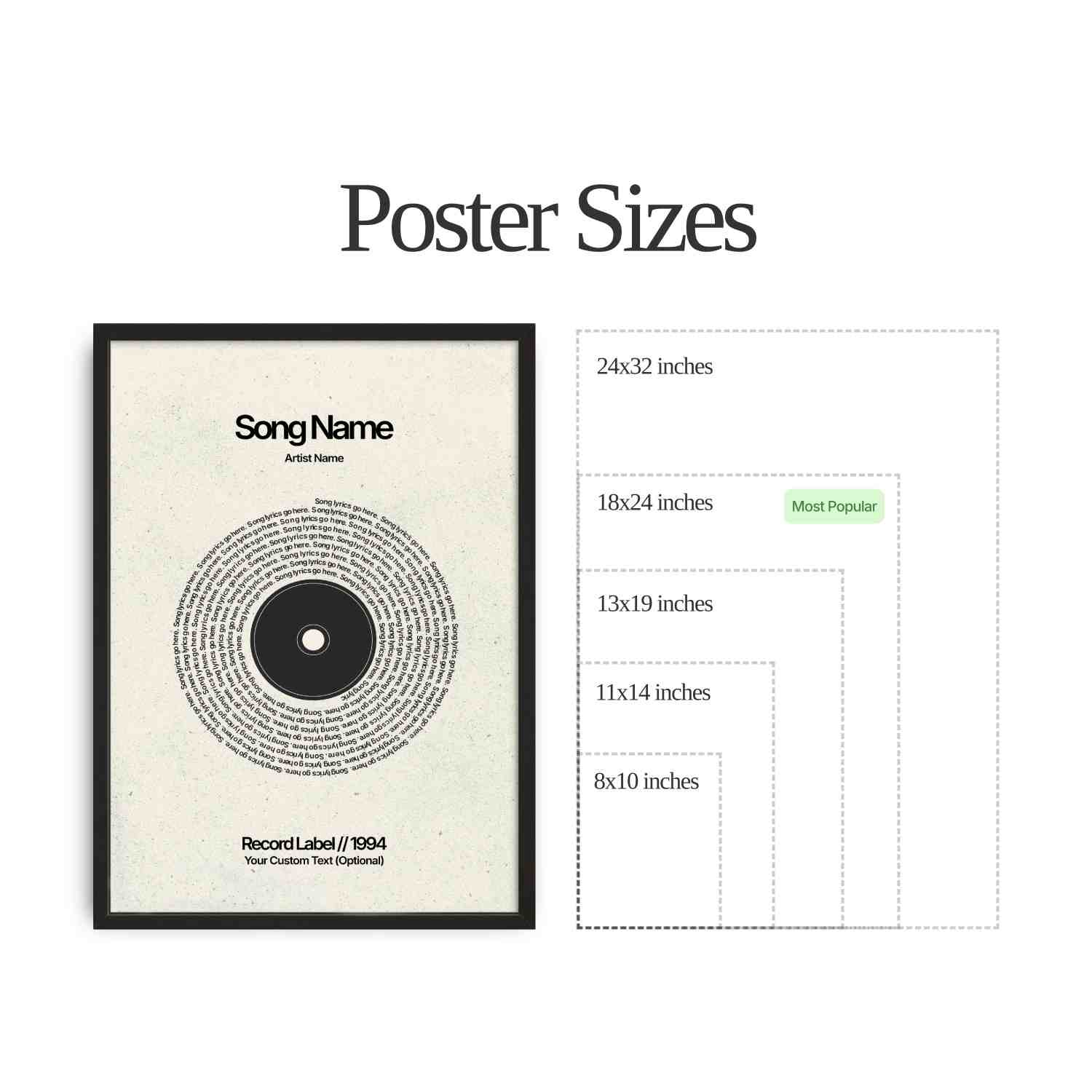 Custom Vinyl Lyrics Print (Evergreen)