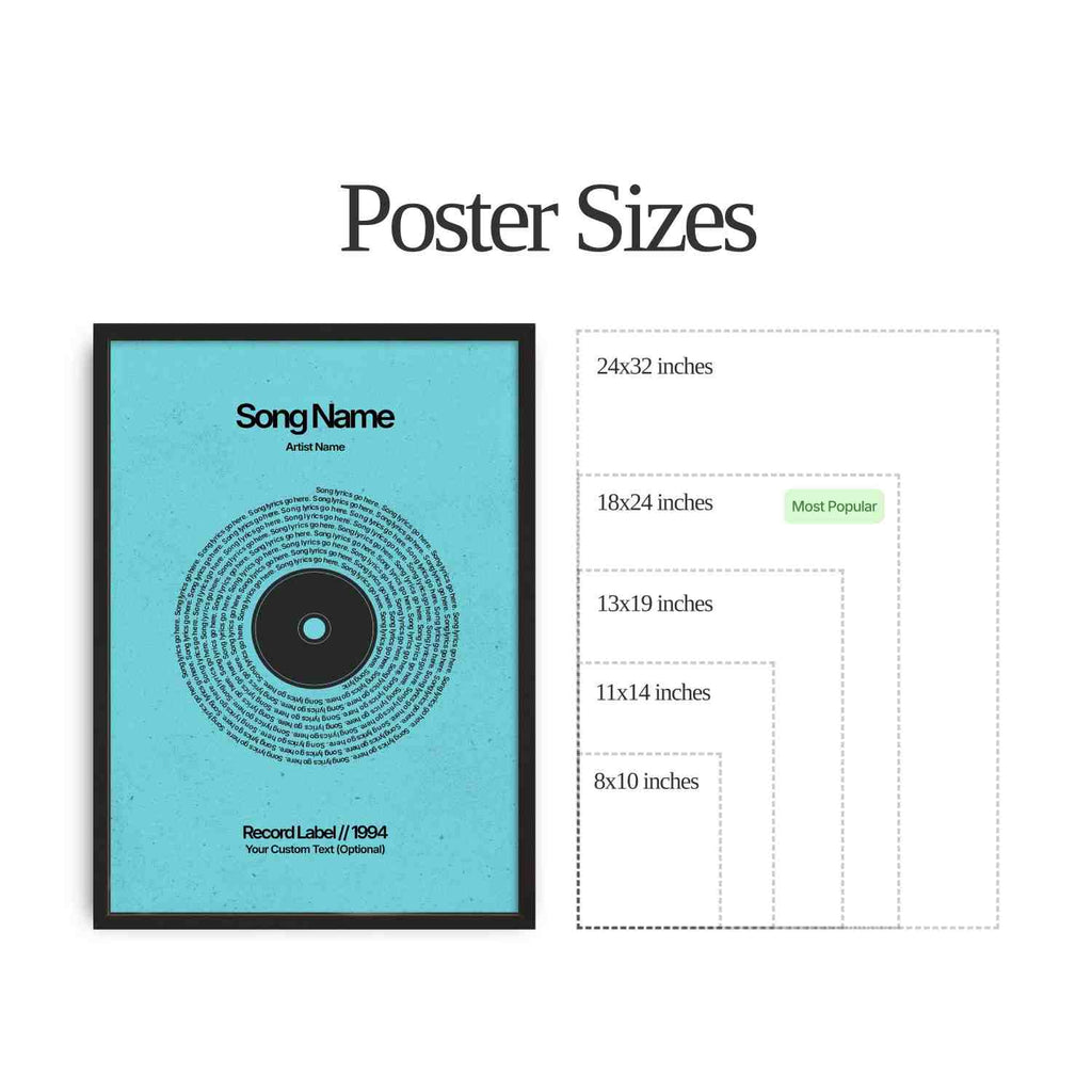 Custom Vinyl Lyrics Print (Teal)