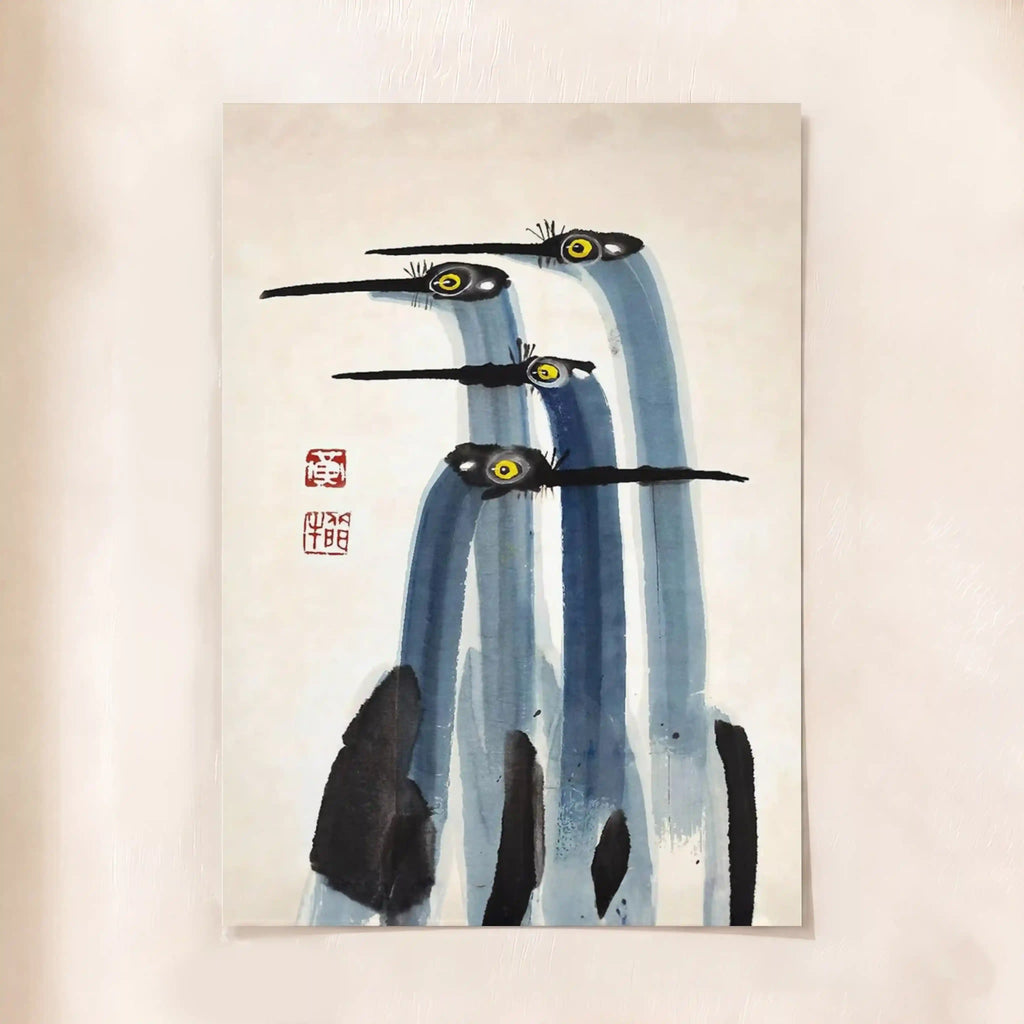 Ink-Wash Herons