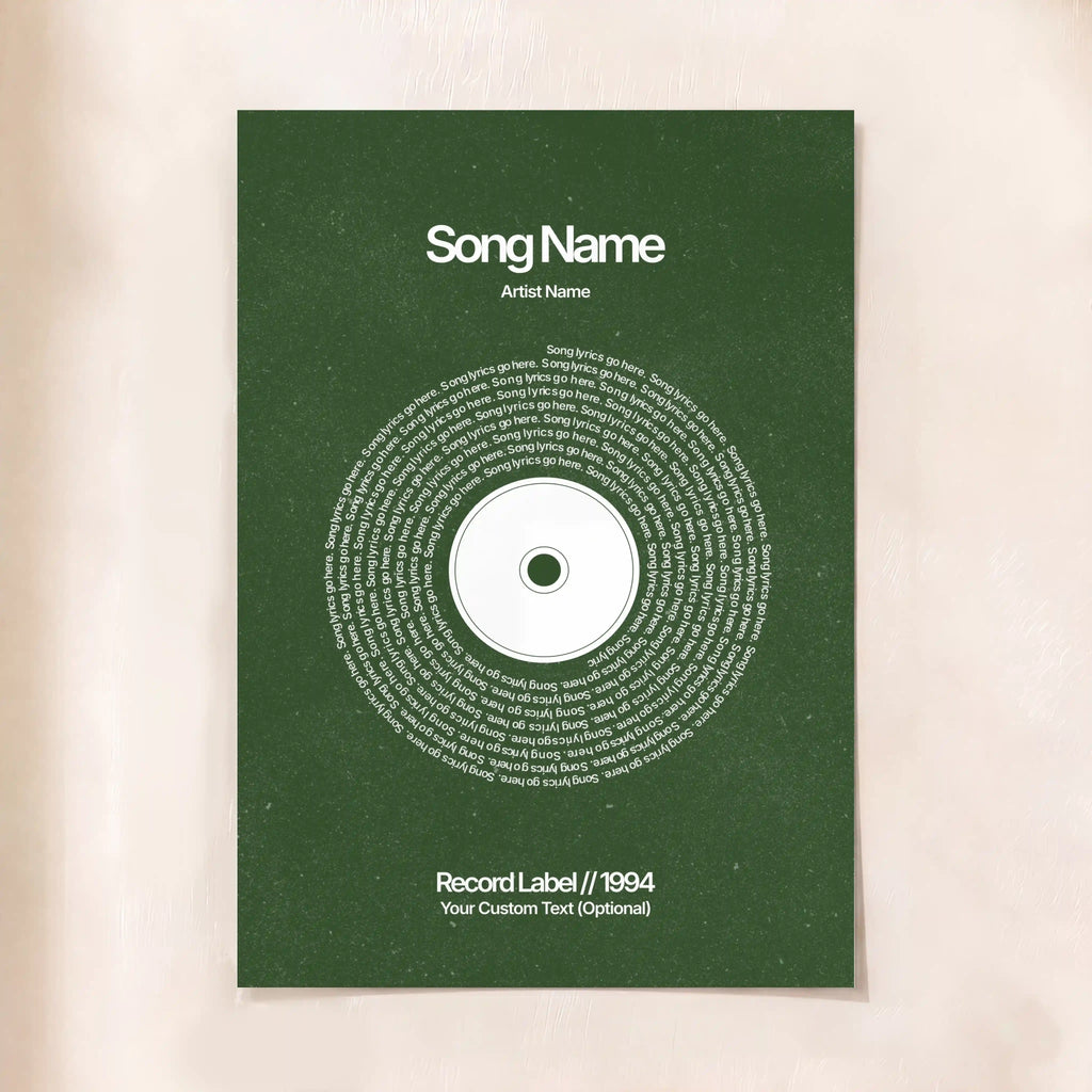 Custom Vinyl Lyrics Print (Evergreen)