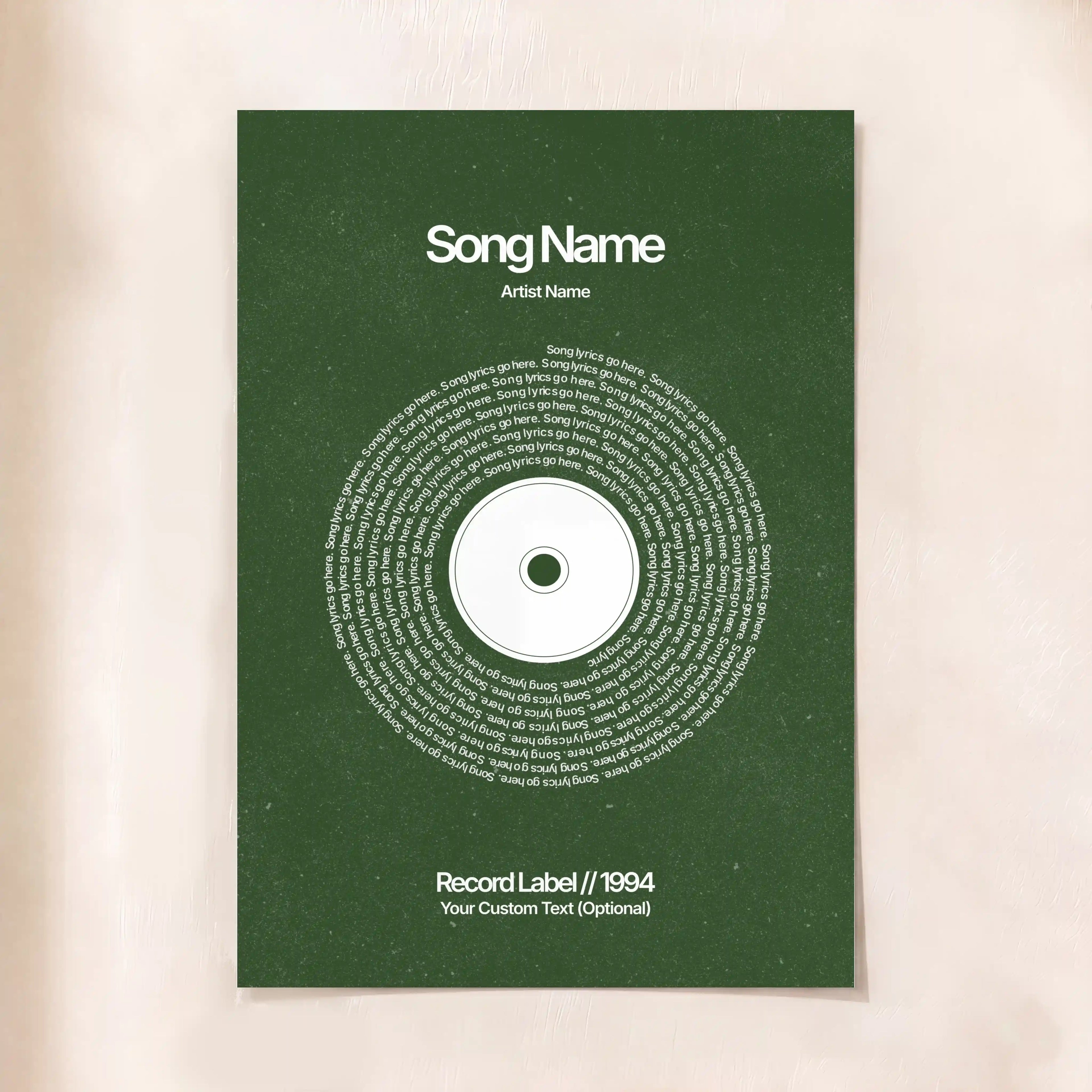 Custom Vinyl Lyrics Print (Evergreen)