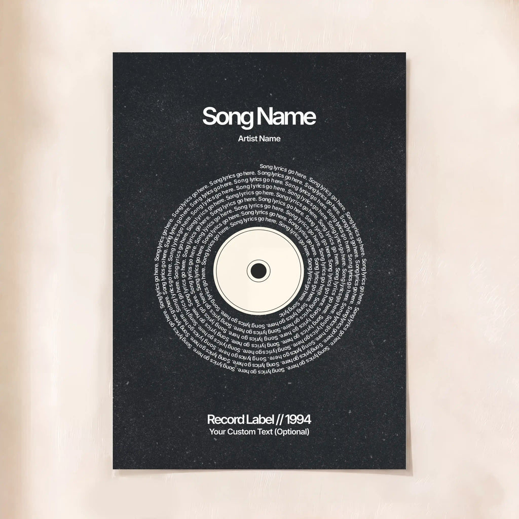 Custom Vinyl Lyrics Print (Black)