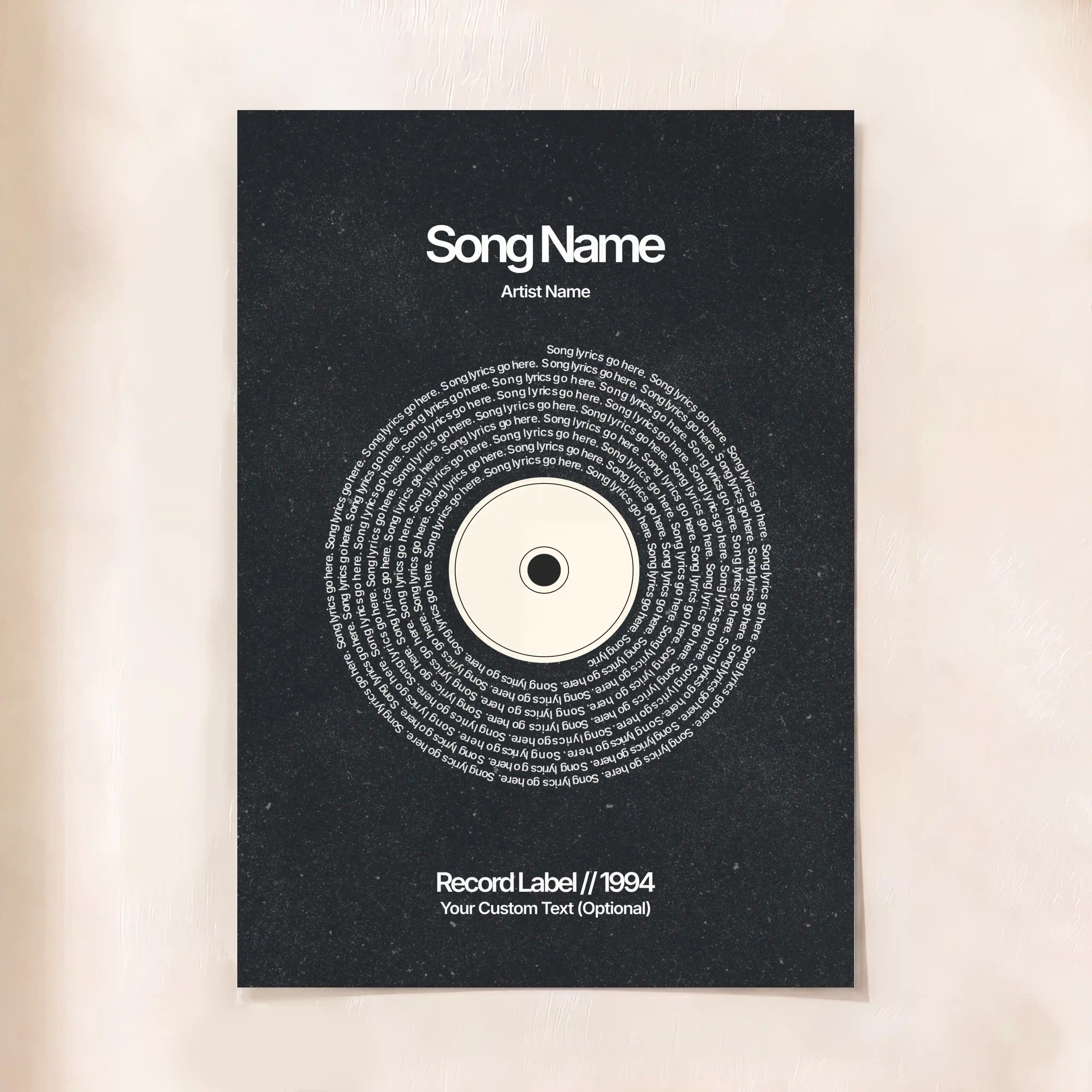 Custom Vinyl Lyrics Print (Black)